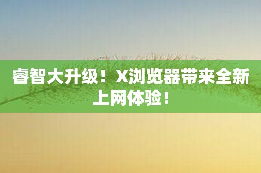 睿智大升级！X浏览器带来全新上网体验！