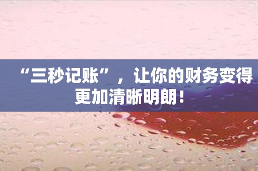 “三秒记账”，让你的财务变得更加清晰明朗！