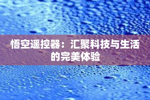 悟空遥控器：汇聚科技与生活的完美体验