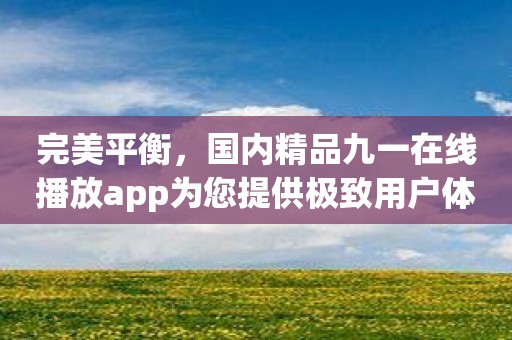 完美平衡，国内精品九一在线播放app为您提供极致用户体验