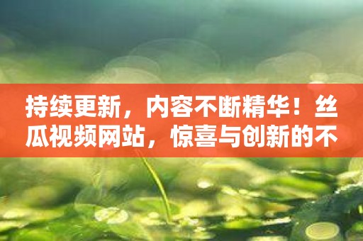 持续更新，内容不断精华！丝瓜视频网站，惊喜与创新的不息探索！