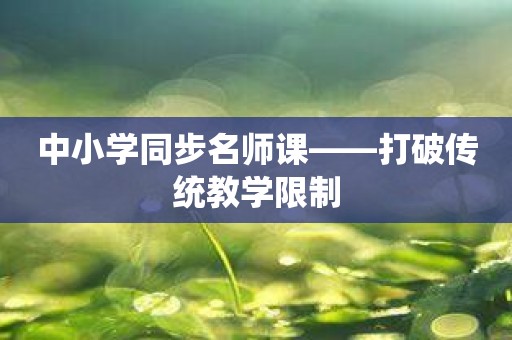 中小学同步名师课——打破传统教学限制