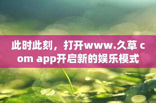 此时此刻，打开www.久草 com app开启新的娱乐模式