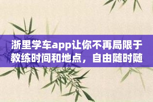 浙里学车app让你不再局限于教练时间和地点，自由随时随地学车