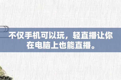 不仅手机可以玩，轻直播让你在电脑上也能直播。