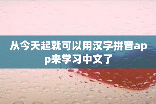 从今天起就可以用汉字拼音app来学习中文了