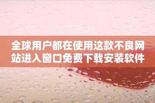 全球用户都在使用这款不良网站进入窗口免费下载安装软件，看看为什么！