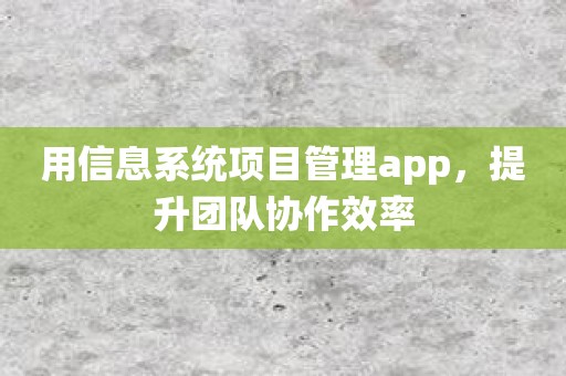 用信息系统项目管理app，提升团队协作效率