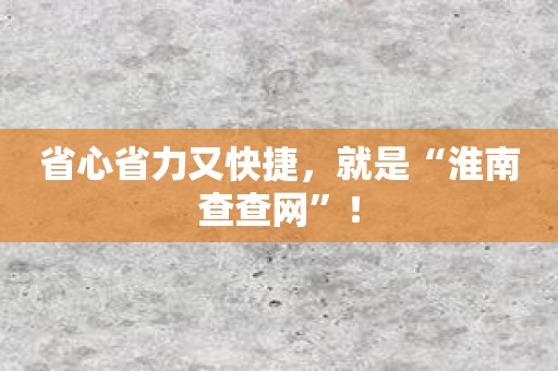 省心省力又快捷，就是“淮南查查网”！