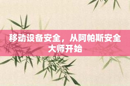 移动设备安全，从阿帕斯安全大师开始