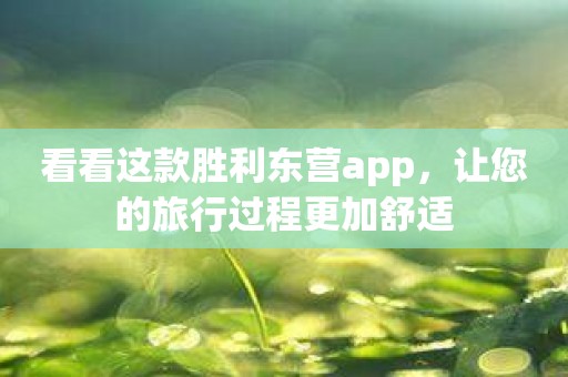 看看这款胜利东营app，让您的旅行过程更加舒适