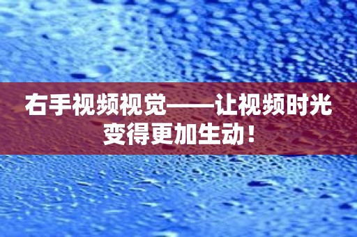 右手视频视觉——让视频时光变得更加生动！