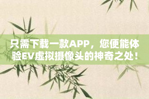 只需下载一款APP，您便能体验EV虚拟摄像头的神奇之处！