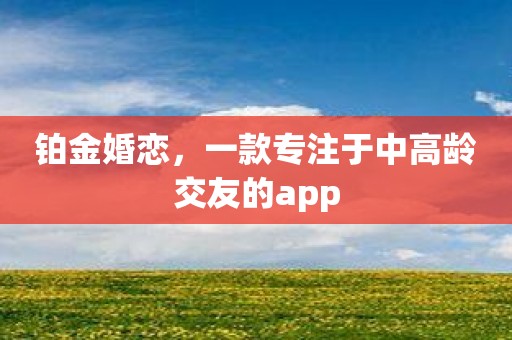 铂金婚恋，一款专注于中高龄交友的app