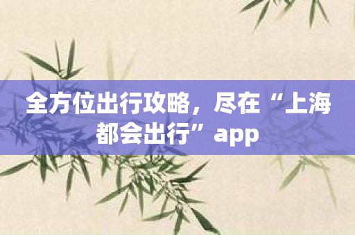 全方位出行攻略，尽在“上海都会出行”app