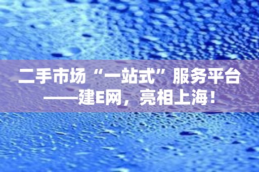 二手市场“一站式”服务平台——建E网，亮相上海！