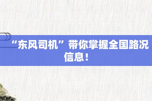 “东风司机”带你掌握全国路况信息！