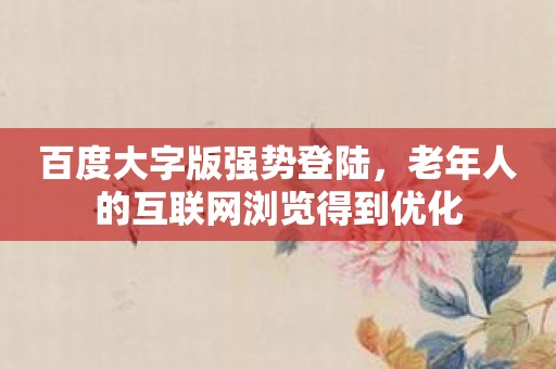 百度大字版强势登陆，老年人的互联网浏览得到优化