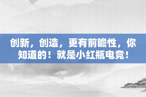 创新，创造，更有前瞻性，你知道的！就是小红瓶电竞！