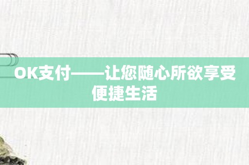 OK支付——让您随心所欲享受便捷生活