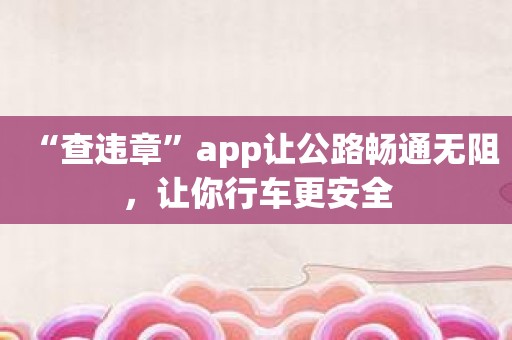 “查违章”app让公路畅通无阻，让你行车更安全