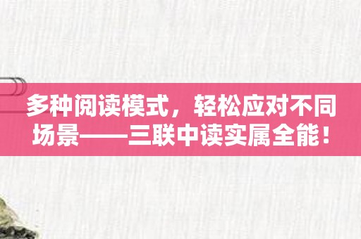 多种阅读模式，轻松应对不同场景——三联中读实属全能！