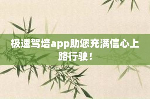 极速驾培app助您充满信心上路行驶！