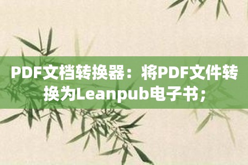 PDF文档转换器：将PDF文件转换为Leanpub电子书；