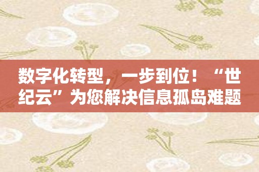 数字化转型，一步到位！“世纪云”为您解决信息孤岛难题