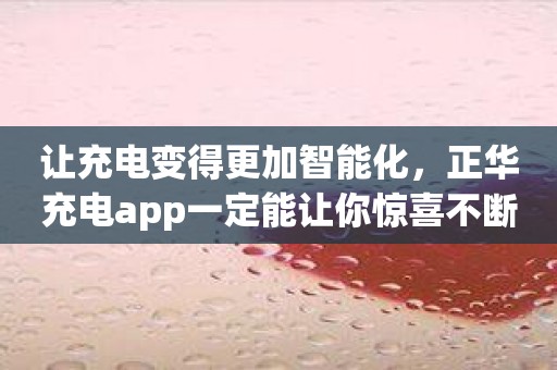 让充电变得更加智能化，正华充电app一定能让你惊喜不断！