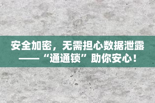 安全加密，无需担心数据泄露——“通通锁”助你安心！