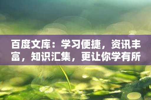 百度文库：学习便捷，资讯丰富，知识汇集，更让你学有所成！