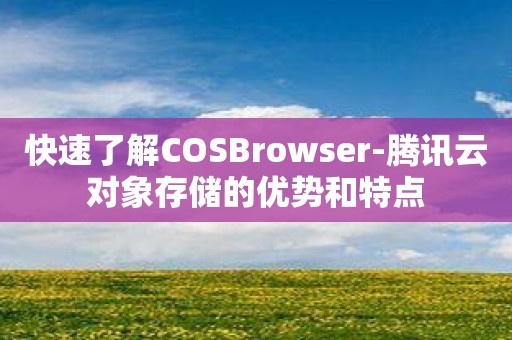 快速了解COSBrowser-腾讯云对象存储的优势和特点