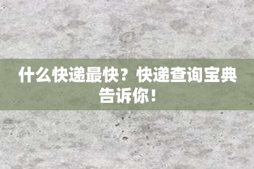 什么快递最快？快递查询宝典告诉你！