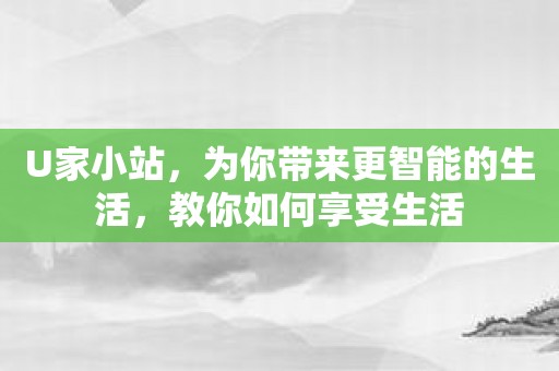 U家小站，为你带来更智能的生活，教你如何享受生活