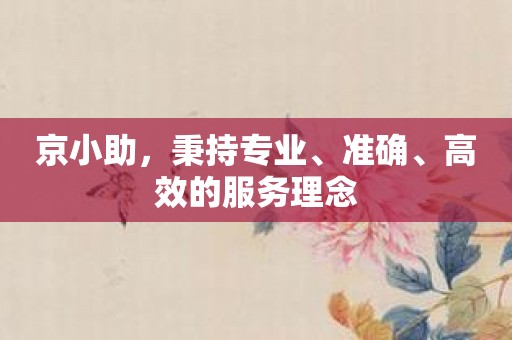 京小助，秉持专业、准确、高效的服务理念