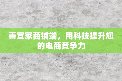 善宜家商铺端，用科技提升您的电商竞争力