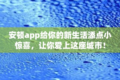 安顿app给你的新生活添点小惊喜，让你爱上这座城市！