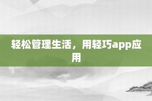 轻松管理生活，用轻巧app应用