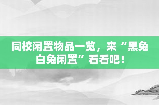 同校闲置物品一览，来“黑兔白兔闲置”看看吧！