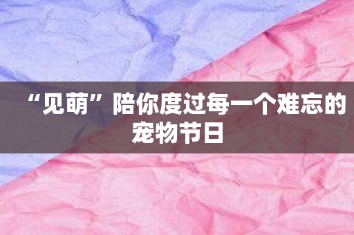 “见萌”陪你度过每一个难忘的宠物节日