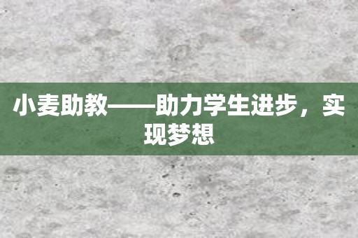 小麦助教——助力学生进步，实现梦想