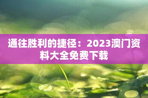 通往胜利的捷径：2023澳门资料大全免费下载