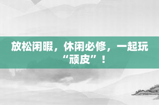 放松闲暇，休闲必修，一起玩“顽皮”！