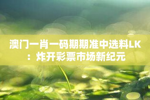 澳门一肖一码期期准中选料LK：炸开彩票市场新纪元