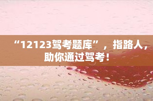 “12123驾考题库”，指路人，助你通过驾考！