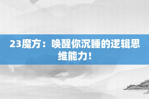 23魔方：唤醒你沉睡的逻辑思维能力！