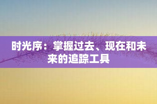 时光序：掌握过去、现在和未来的追踪工具