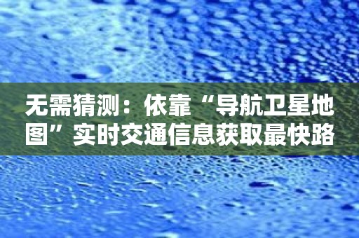 无需猜测：依靠“导航卫星地图”实时交通信息获取最快路线