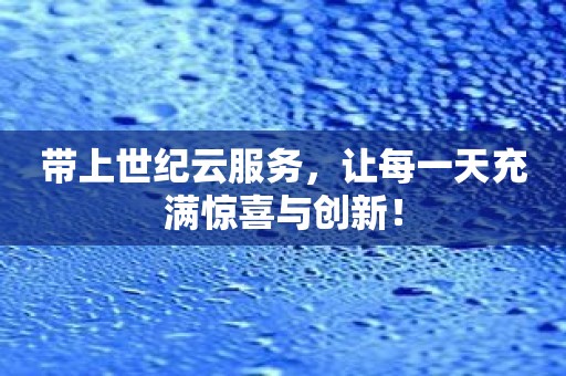 带上世纪云服务，让每一天充满惊喜与创新！